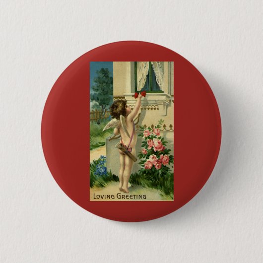 Oude victoriaanse Valentijnsdag, engelachtige hart Ronde Button 5,7 Cm (Voorkant)