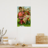 Oude Victoriaanse Valentijnsdag engelen hart roos Poster (Keuken)