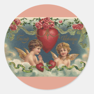 Oude victoriaanse Valentijnsdag-Engelen in de Heme Ronde Sticker