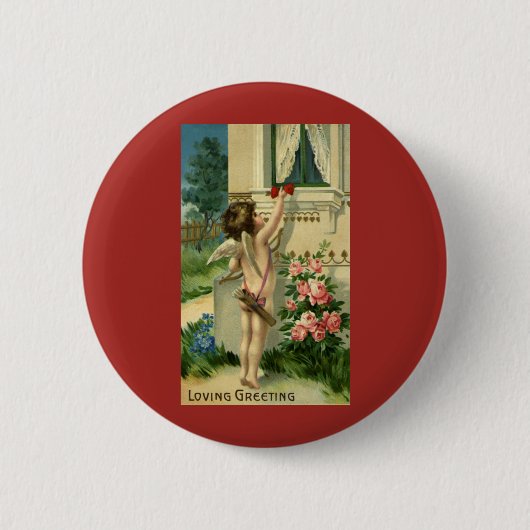 Oude victoriaanse Valentijnsdag, engelenhartjes Ronde Button 5,7 Cm (Voorkant)