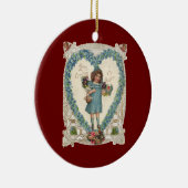 Oude Victoriaanse Valentijnsdag, Hartkrans Keramisch Ornament (Rechts)