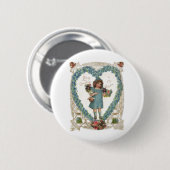 Oude Victoriaanse Valentijnsdag, Hartkrans Ronde Button 5,7 Cm (Voorkant /achterkant)