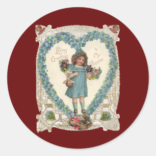 Oude Victoriaanse Valentijnsdag, Hartkrans Ronde Sticker