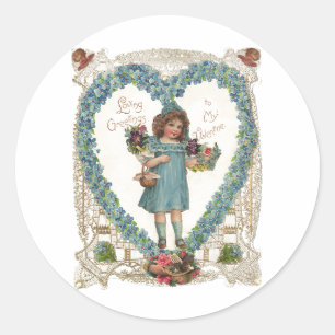 Oude Victoriaanse Valentijnsdag, Hartkrans Ronde Sticker