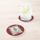 Oude victoriaanse Valentijnsdag, hartkrans Zandsteen Onderzetter (Zijkant)