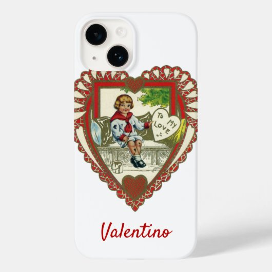 Oude victoriaanse Valentijnsdag, jongen in hart Case-Mate iPhone Case (Achterkant)