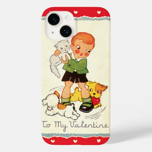 Oude victoriaanse Valentijnsdag-jongen, kat en hon Case-Mate iPhone Case (Achterkant)