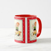 Oude victoriaanse Valentijnsdag-jongen, kat en hon Mok (Voorkant rechts)