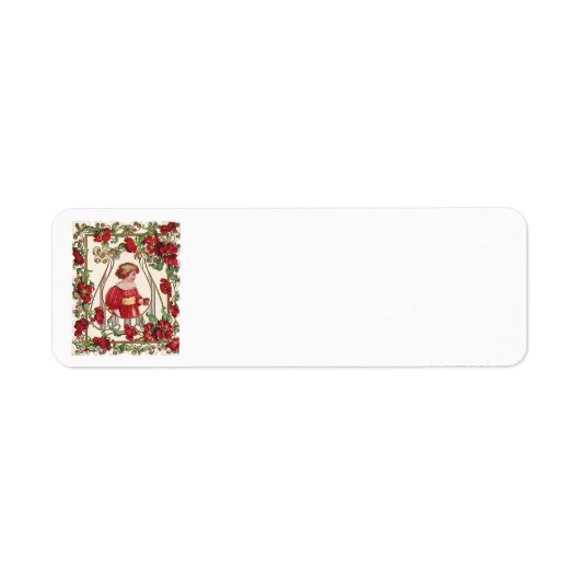 Oude victoriaanse Valentijnsdag kind met rozen Etiket (Voorkant)