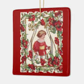 Oude victoriaanse Valentijnsdag kind met rozen Keramisch Ornament (Links)
