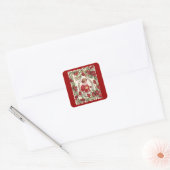 Oude Victoriaanse Valentijnsdag kind met rozen Vierkante Sticker (Envelop)