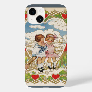 Oude Victoriaanse Valentijnsdag Kinderen in Hart Case-Mate iPhone Case
