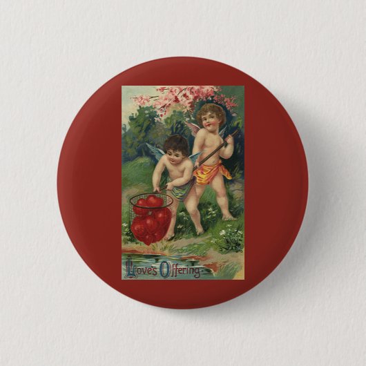 Oude victoriaanse Valentijnsdag, liefdesaanbod Ronde Button 5,7 Cm (Voorkant)