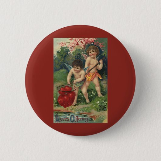 Oude Victoriaanse Valentijnsdag, liefdesgave Ronde Button 5,7 Cm (Voorkant)