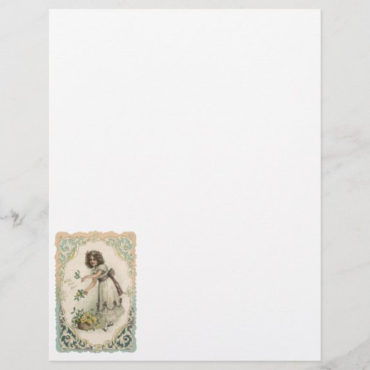 Oude victoriaanse Valentijnsdag, meisje met rozen Flyer (Voorkant)