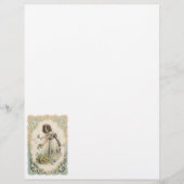 Oude victoriaanse Valentijnsdag, meisje met rozen Flyer (Achterkant)