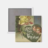 Oude victoriaanse Valentijnsdag, Meisjes en Rozen Magneet (Voorkant / Achterkant)