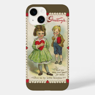 Oude victoriaanse Valentijnsdag, verlegen kinderen Case-Mate iPhone 14 Hoesje