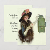 Oude victoriaanse Valentijnsdag Vrouw Liebesbrief Feestdagenkaart (Voorkant / Achterkant)