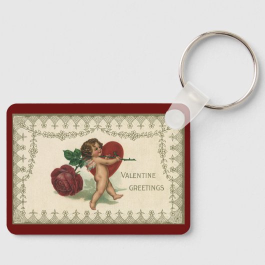 Oude Victoriaanse Valentijnsjcherubijn, Roos en Ha Sleutelhanger (Voorkant)