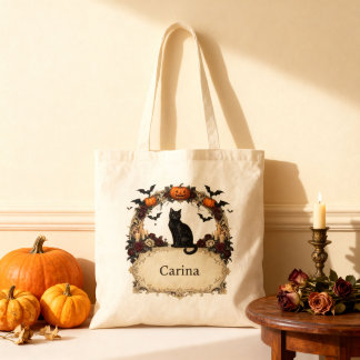 Oude Victoriaanse Zwarte Kat Gotische Halloween Na Tote Bag