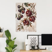 Oude Vijg Granaatappel Botanische Poster (Thuiskantoor)