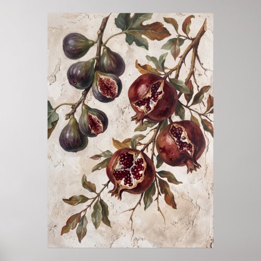 Oude Vijg Granaatappel Botanische Poster (Voorkant)