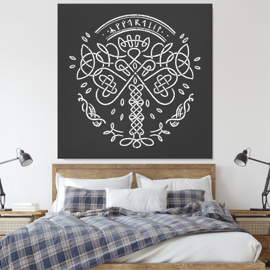 Oude Viking Keltische Knoopwerk - Boom van het Lev Canvas Afdruk (Insitu (Slaapkamer))