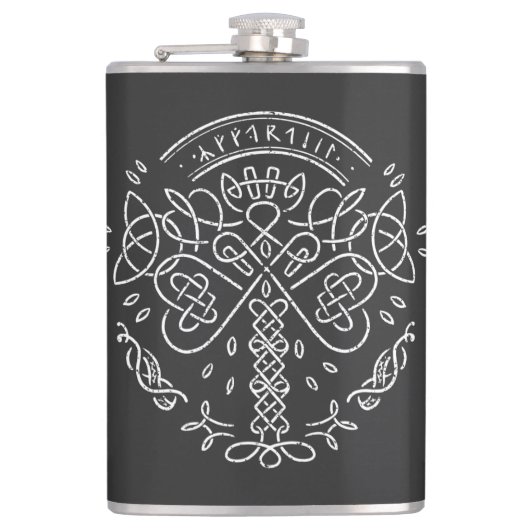 Oude Viking Keltische Knoopwerk - Boom van het Lev Heupfles (Voorkant)