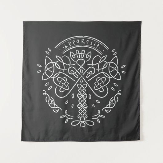 Oude Viking Keltische Knoopwerk - Boom van het Lev Wandkleed (Voorkant)