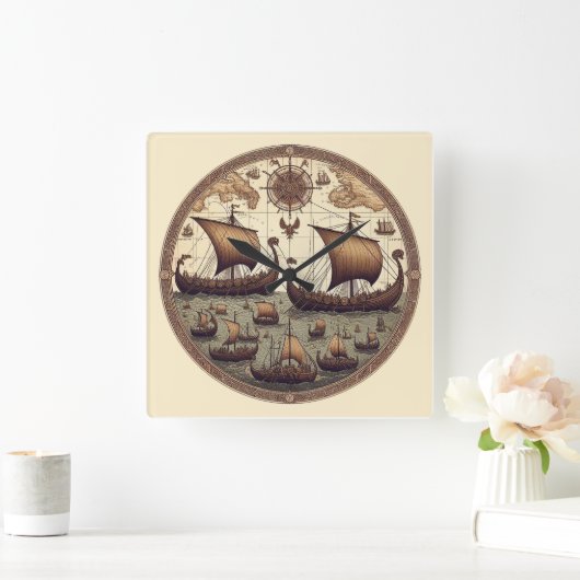 Oude Vikingzeilschepen 3 Vierkante Klok (Huis)