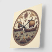 Oude Vikingzeilschepen 3 Vierkante Klok (Hoek)
