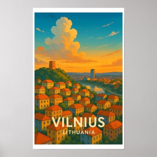 Oude Vilnius Litouwen Reisposter Poster (Voorkant)