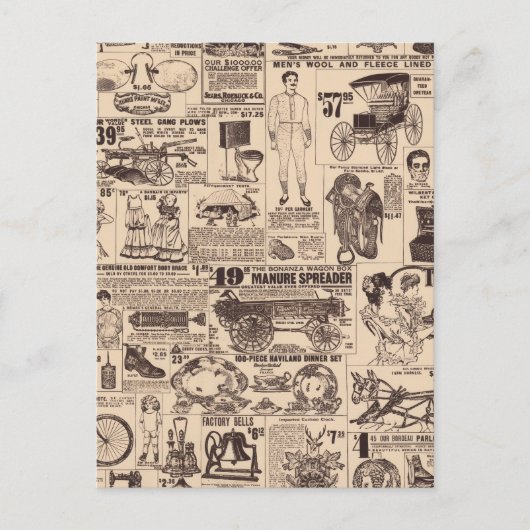 Oude Vintage Advertenties Pagina Briefkaart (Voorkant)