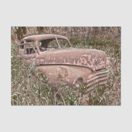 Oude Vintage Auto Retro Landelijk Tissuepapier (Voorkant)