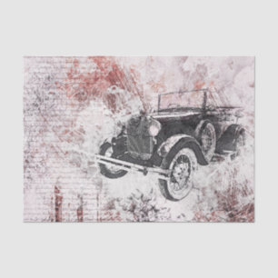Oude Vintage Auto Victoriaans Decoupage Vloeipapie Tissuepapier