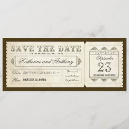 Oude vintage Bewaar het datumticket Save The Date