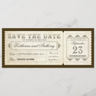 Oude vintage Bewaar het datumticket Save The Date