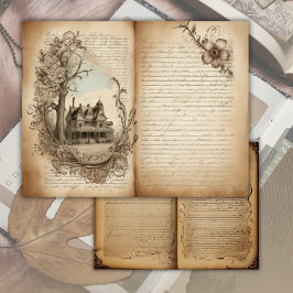 Oude Vintage Boekpagina Junk Journal Papiervel