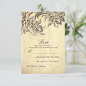 Oude vintage bruiloft RSVP kaarten Kaartje (Staand voorkant)