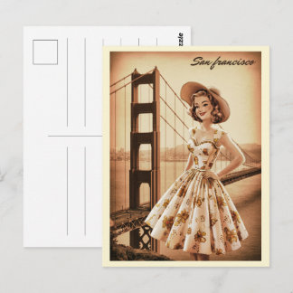 Oude vintage bus op weg geschenken in San Francisc Briefkaart