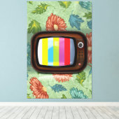 Oude vintage CRT-televisie Canvas Afdruk (Insitu (Houten vloer))