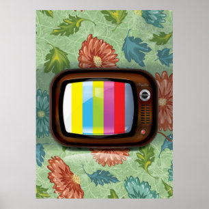 Oude vintage CRT-televisie Poster