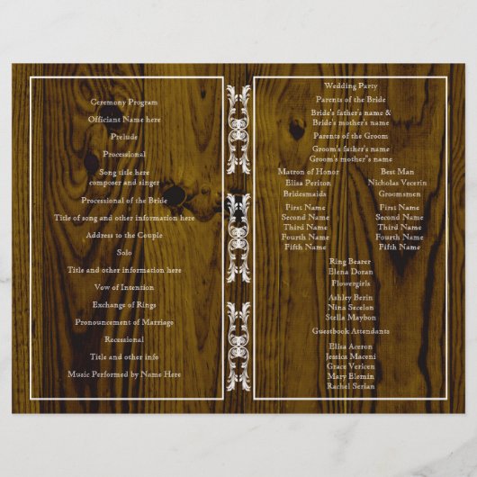 Oude vintage- en lijst trouwprogramma 2 (Achterkant)