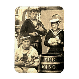 Oude vintage foto 3 zeelieden die katten vasthoude magneet