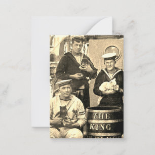 Oude Vintage Foto 3 Zeelieden Die Katten Vasthoude Notitiekaartje