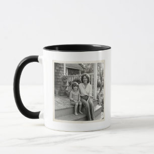 Oude Vintage Foto Huidige Portret Moeder Zoon Moed Mok
