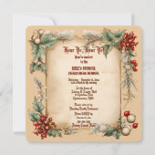 Oude Vintage Hulst Kerst Diner Uitnodiging (Voorkant)