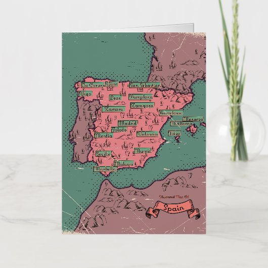Oude vintage kaart van Spanje (Voorkant)