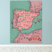Oude vintage kaart van Spanje Canvas Afdruk (Insitu (Houten vloer))